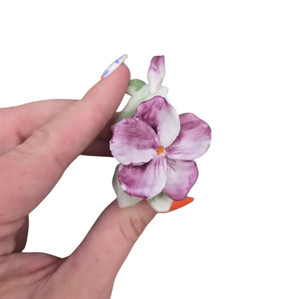 Vintage Japan Porcelain Floral Napkin Rings Hand Painted Purple Flowers Set of 3
